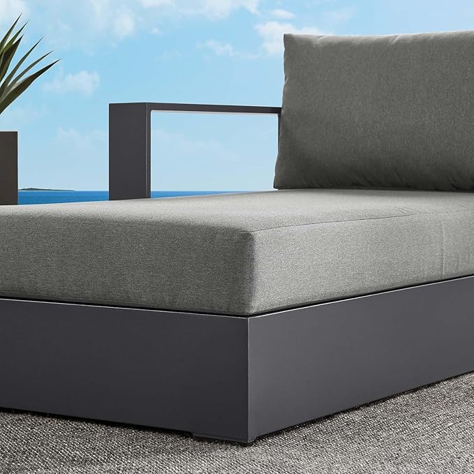 Modway Tahoe Aluminum Outdoor Chaise Lounge in Gray Charcoal