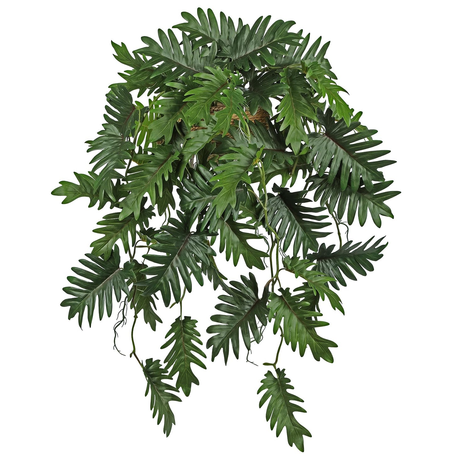 Large Fake Hanging Plants in Pot for Indoor & Outdoor, Long Artificial Monstera Hanging Basket, 27.6" Fake Potted Vines Ivy Greenery Plant for Room Wall Shelf Decor Living Room Bathroom Patio Porch