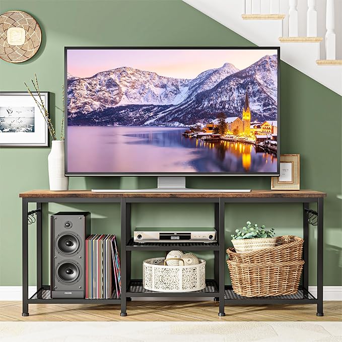 YGEOMER TV Stand for TVs Up to 55 Inch, Entertainment Center for Living Room