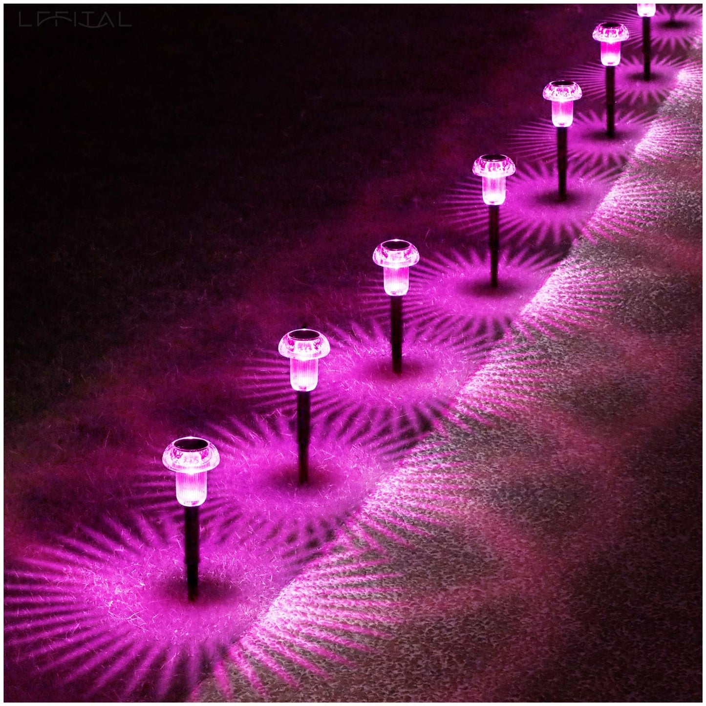 Lffital 16 Pack Halloween Solar Lights Outdoor Hot Pink Solar Pathway Lights Outdoor Purple Mushroom LED Waterproof Lighting Stake for Outside, Yard, Path, Garden, Lawn, Patio, Landscape Decorations