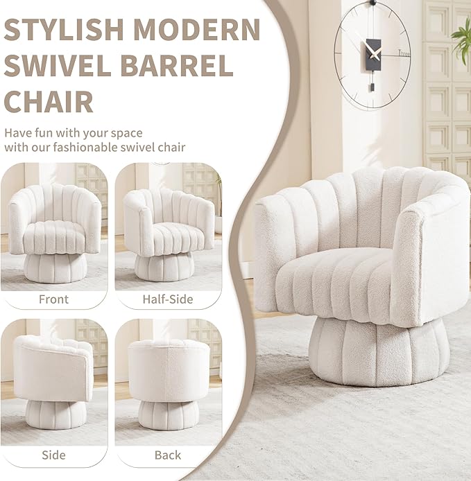 Swivel Accent Barrel Chair Set of 2- Cute Comfy Small Round 360° Arm Chair