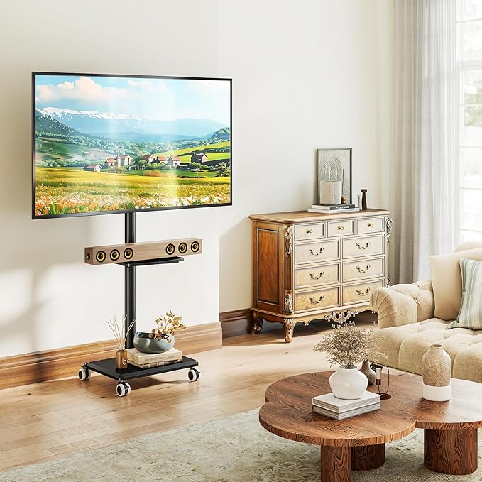 Rfiver Rolling TV Stand with Shelf