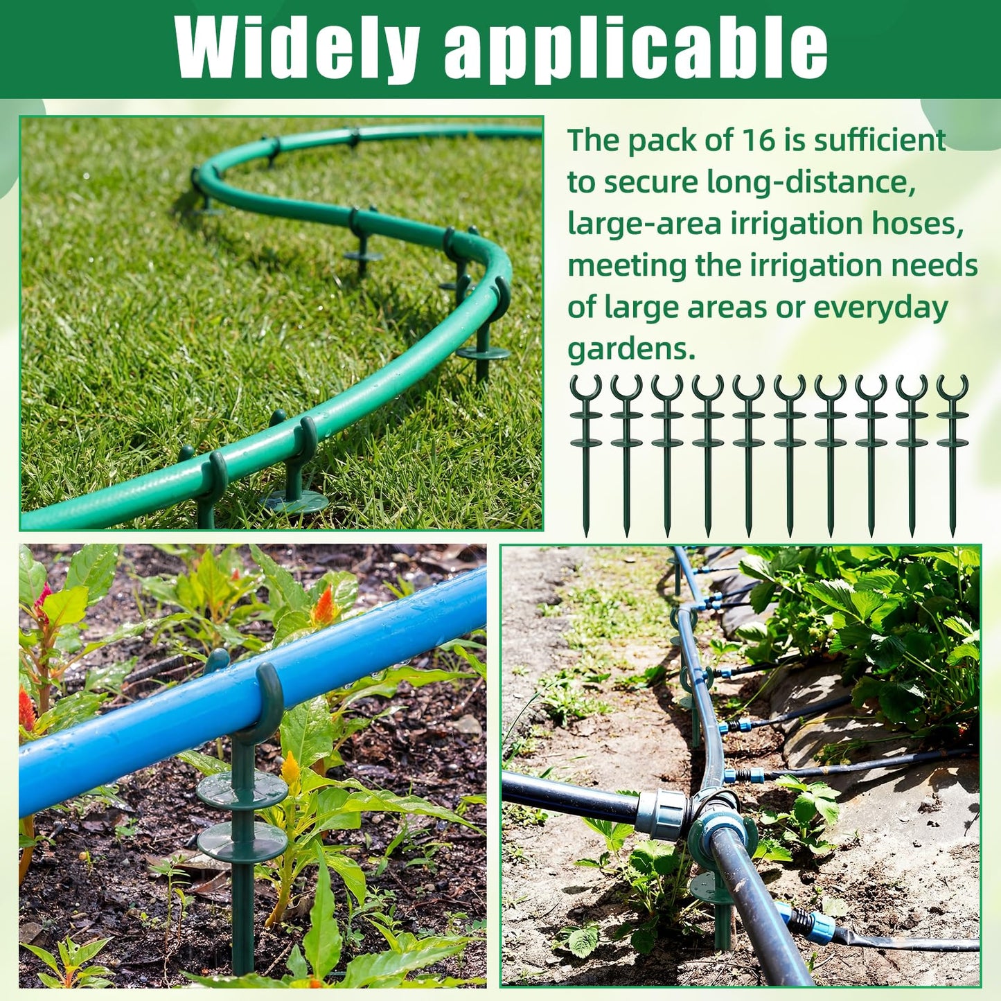 Yalikop 16 Pcs 3/4'' Garden Hose Guide Stakes Bulk Garden Guards Holder Spike for Plant-Saving Outside Yard Lawn to Preventing Hose Tangles and Protecting Plants