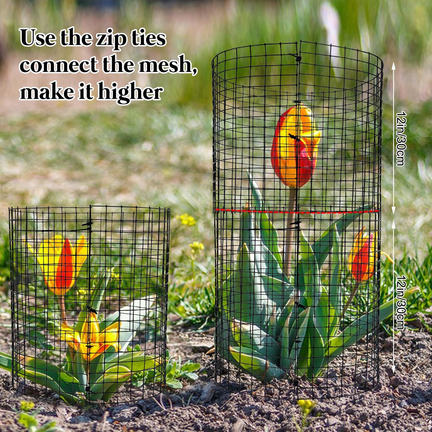 36 PCS Round Plant Protector from Animals, 12Pack 12'' x 12'' Metal Plant Cages,30Pcs Metal Mesh to Keep Animals Out, Garden Protection Bunny Barricades, Wire Plant Protectors for Rabbits Chicken Duck