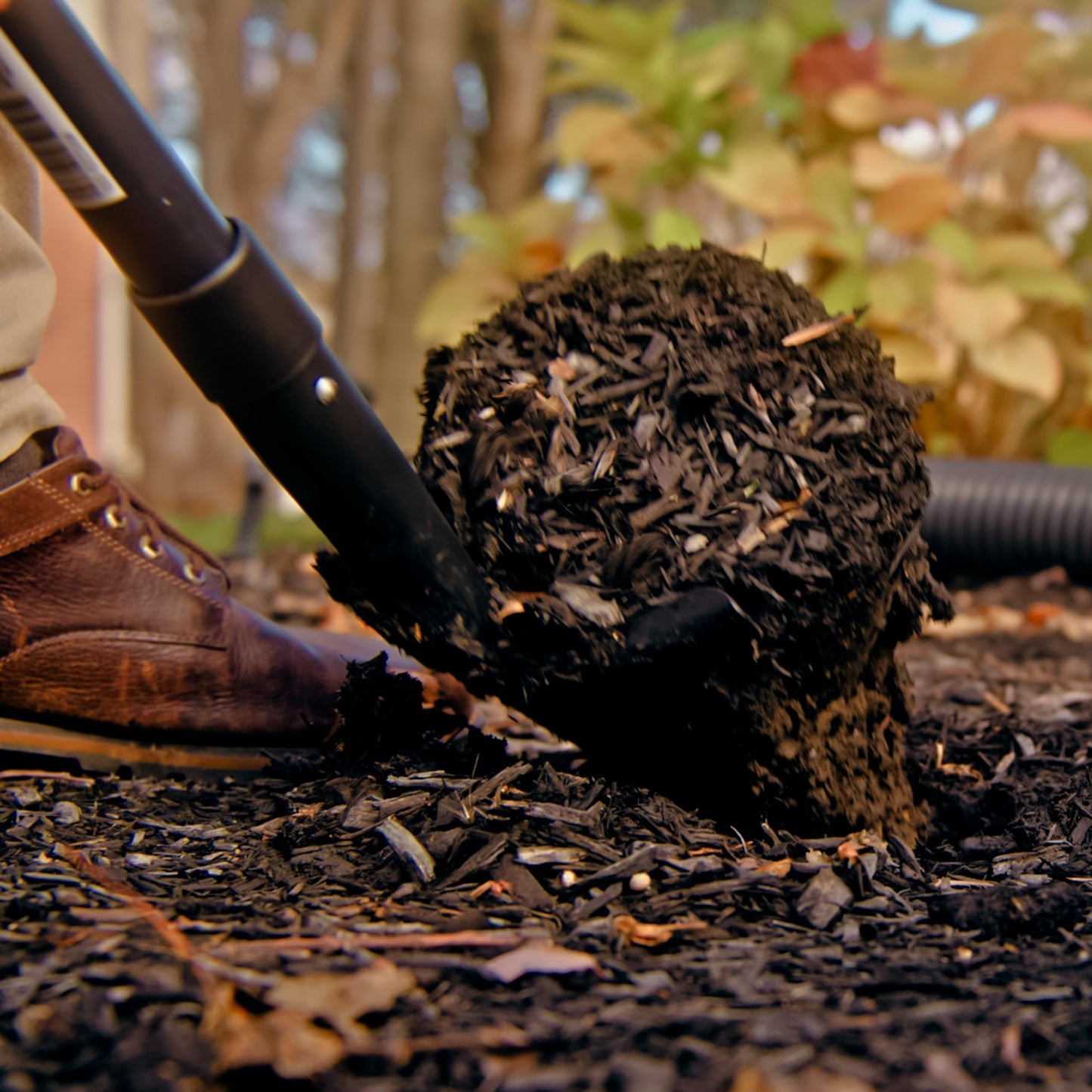 Root Slayer RS233 Perennial Garden Shovel with Serrated Blade for Digging and Root Cutting, Fiberglass Shaft, Heavy Duty Steel Spade, Black