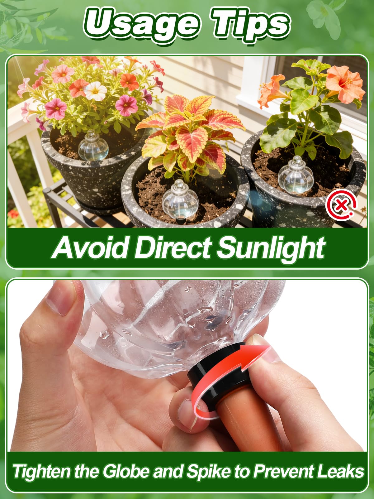 Bigmeta 4pcs 17oz Leakproof Plant Watering Globes - Top Fill Self Watering Planter Insert, Slow Release Water Bulbs with Terracotta Spikes for Indoor Plants