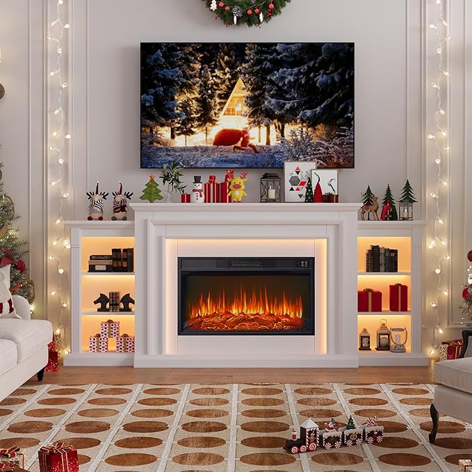 80" LED Lights Electric Fireplace