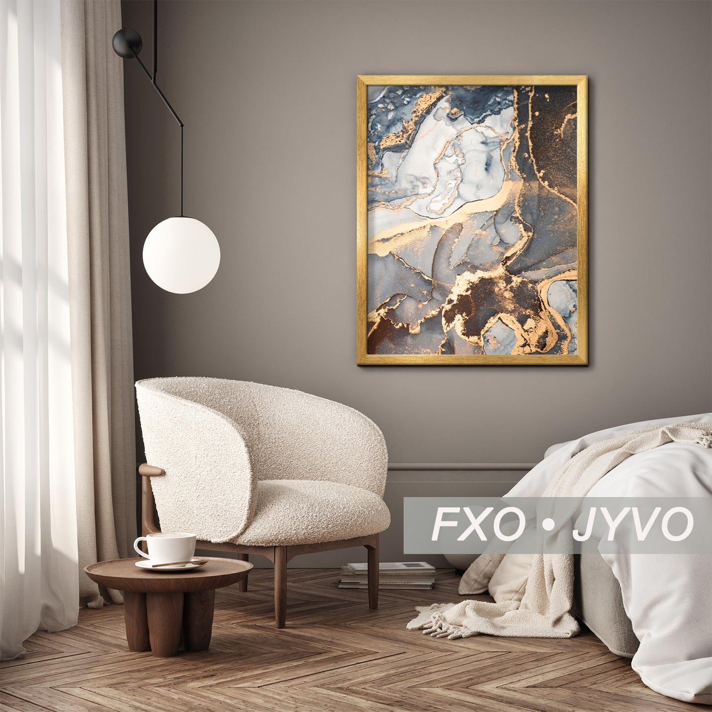 Fxojyvo Engineered Wood 14x22 Picture Frame Set of 3, Gold Frame for 14 x 22 Inch Picture Poster Photo, Light Weight 14 by 22 Frame with Wood-grain for Wall - 3 Pack/Gold/14 x22