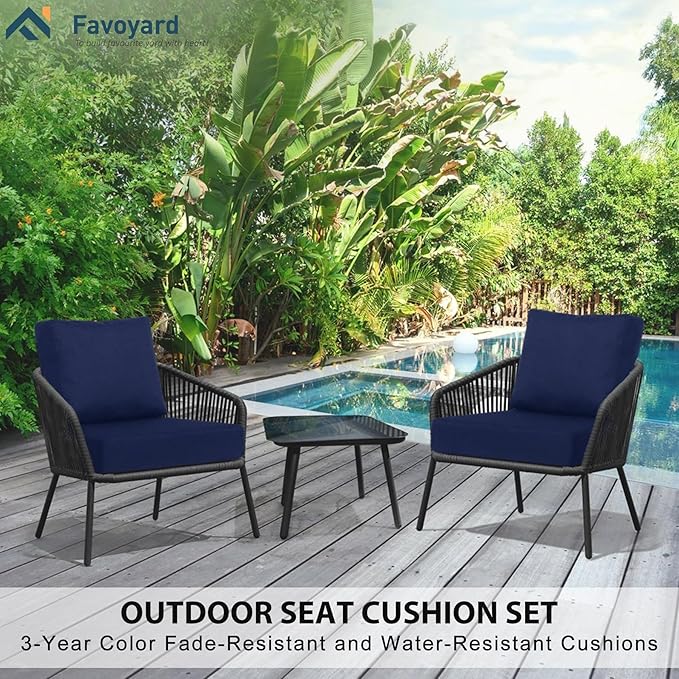 Favoyard Deep Seat Patio Cushions 22 × 22 inch Rainproof & Fadeness Furniture