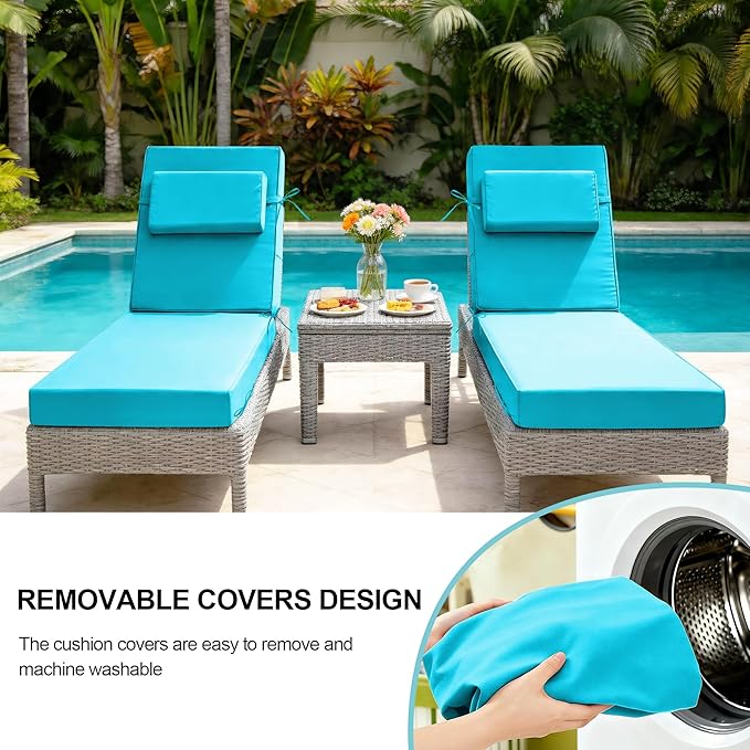 Chaise Lounge Cushions Outdoor 72x21x6 Inch, Fade Resistant 6'' Thicken Outdoor