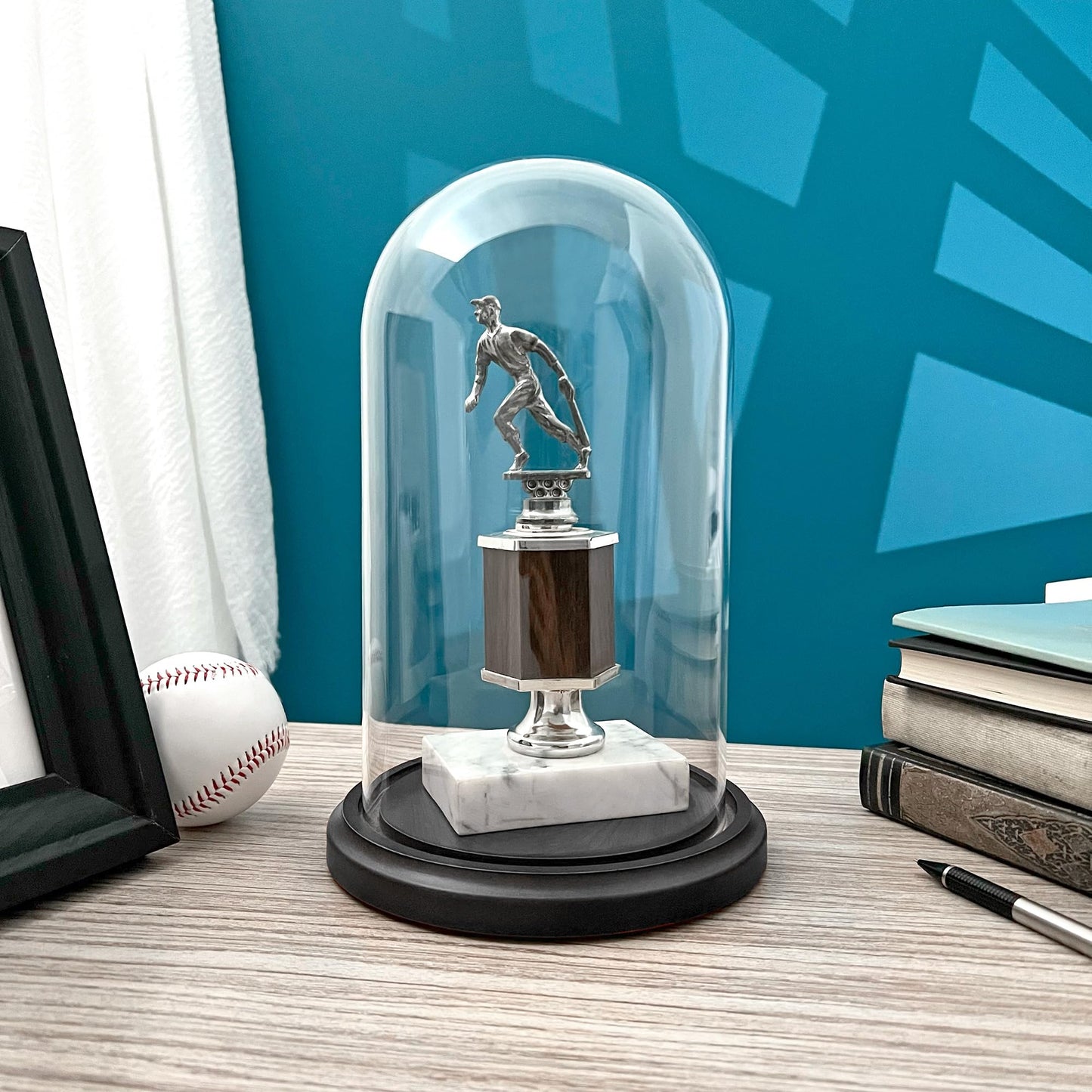 Plymor 5.5" x 10" Glass Display Dome Cloche (Black MDF Wood Base)