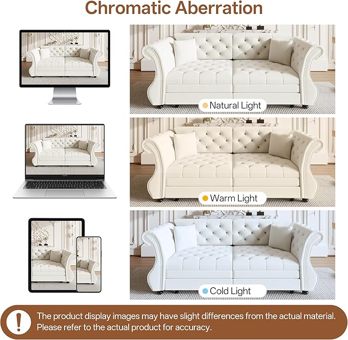 83.8" Oversized Pull Out Sofa Bed, Chesterfield Velvet Sleeper Sofa Couch