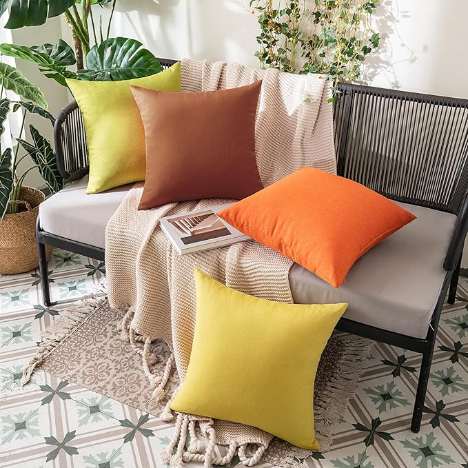 MIULEE Pack of 2 Decorative Outdoor Solid Waterproof Throw Pillow Covers Euro