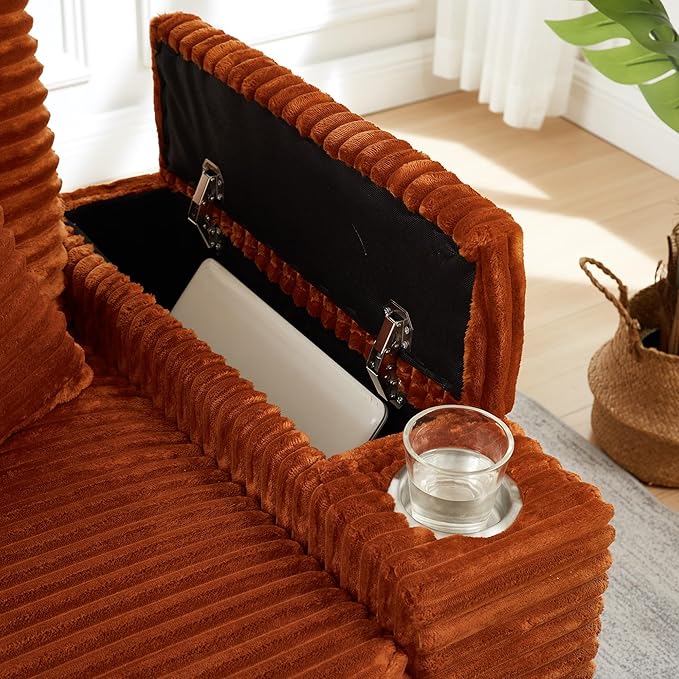 KEIKI Corduroy Storage Armrest Sofa, Single Versatile Seat