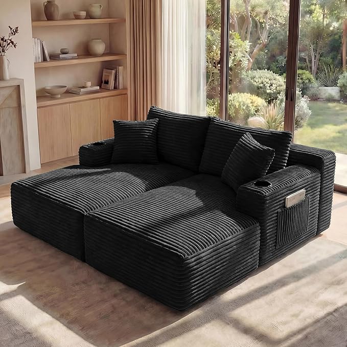 125 Inch Modular Sectional Sofa, Cloud Couch Oversized U Shaped Corduroy Sofa