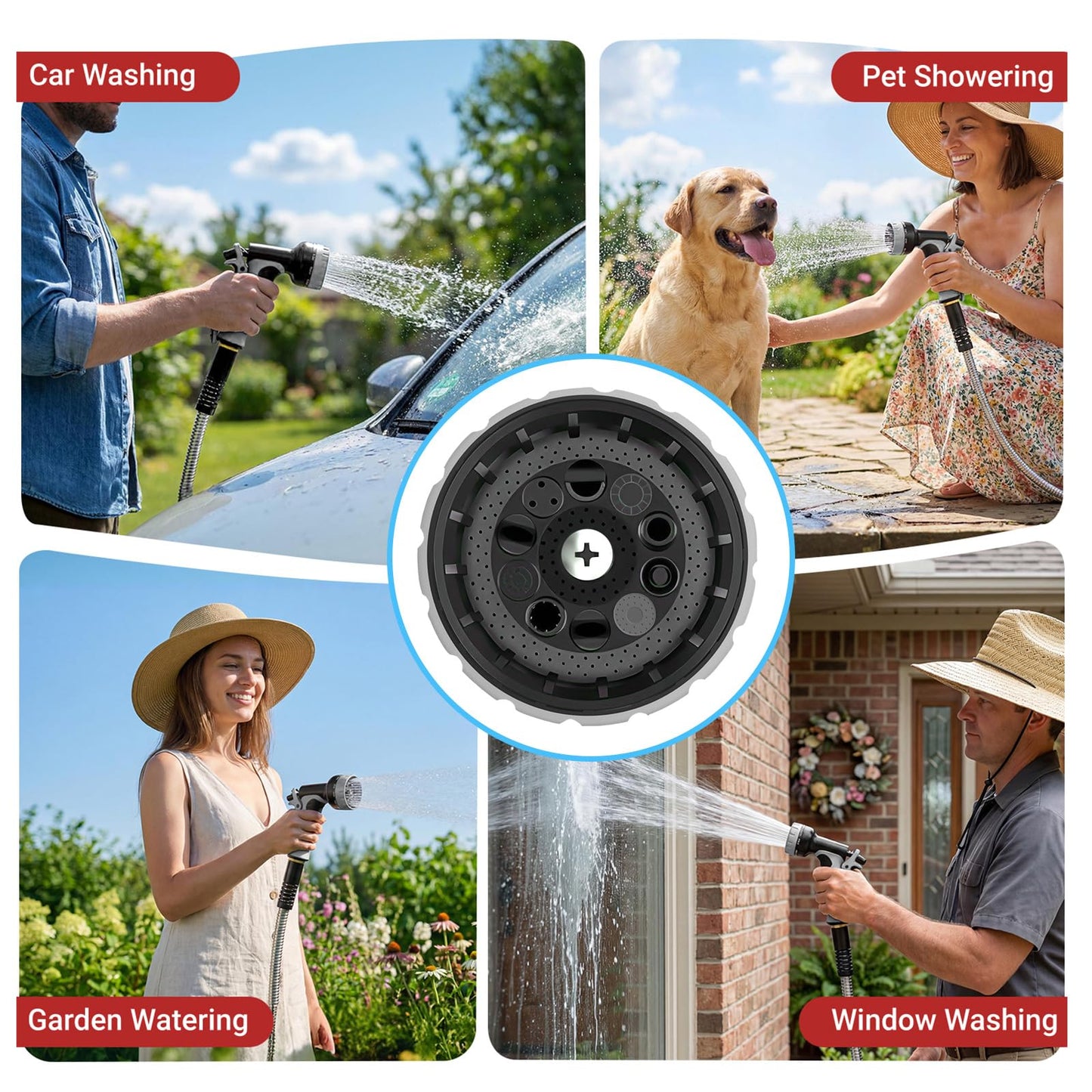 Lefree 150ft Stainless Steel Garden Hose - No-Kink Leak-Proof Crush Resistant, with Upgraded Protective Rubber Sleeve, 10-Function Nozzle for Lawn Care, RV Camp, Long-Distance Yard Watering