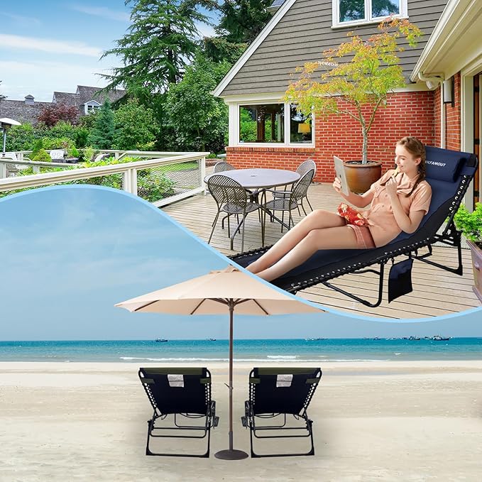 Oversized Padded Outdoor Folding Lounge Chair
