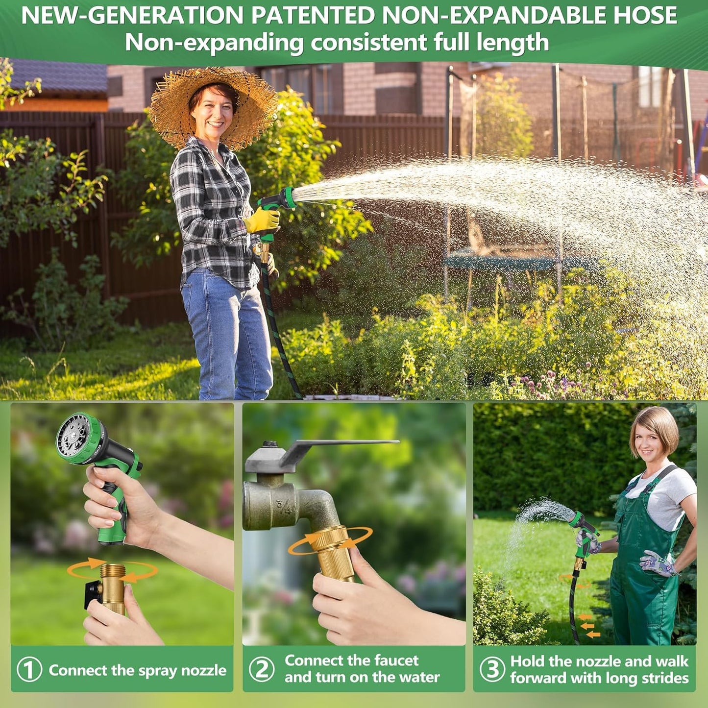 150 ft Garden Hose, Flexible Ultra Lightweight Durable Garden Hose, Kink-Free Water Hose with 10 Function Sprayer - Non-Shrinking Garden Hoses, Easy to Store,All-Weather, Car Washing Pipe Garden Hoses