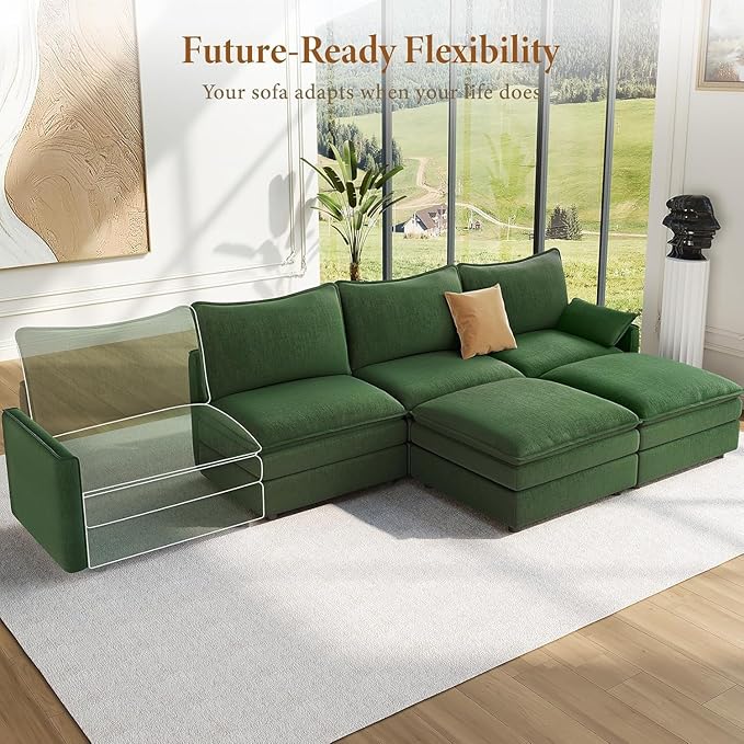 Vesgantti 108" U Shaped Sectional Couch, Comfy Cloud Modular Sectional Sofa