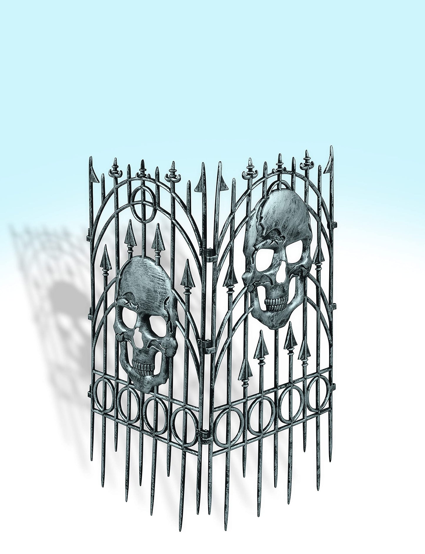 Rubies Silver Skull Fence Prop - 2 Pack Décor for Adults, Unisex One Size