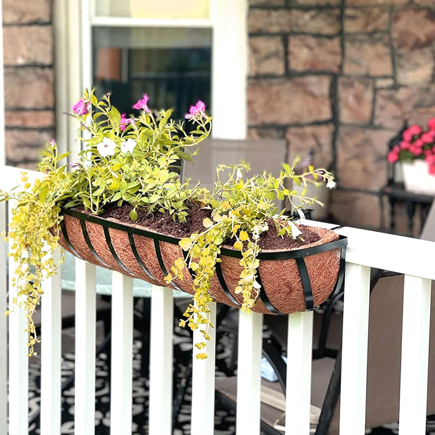 LCHUANG Coco Liners for Planters - 2 Pack 24 Inch Trough Coconut Liners for Planters, Window Box Coco Liners, 100% Natural Coconut Fiber Liners for Wall Hanging Basket, Window Box, Fence Baskets