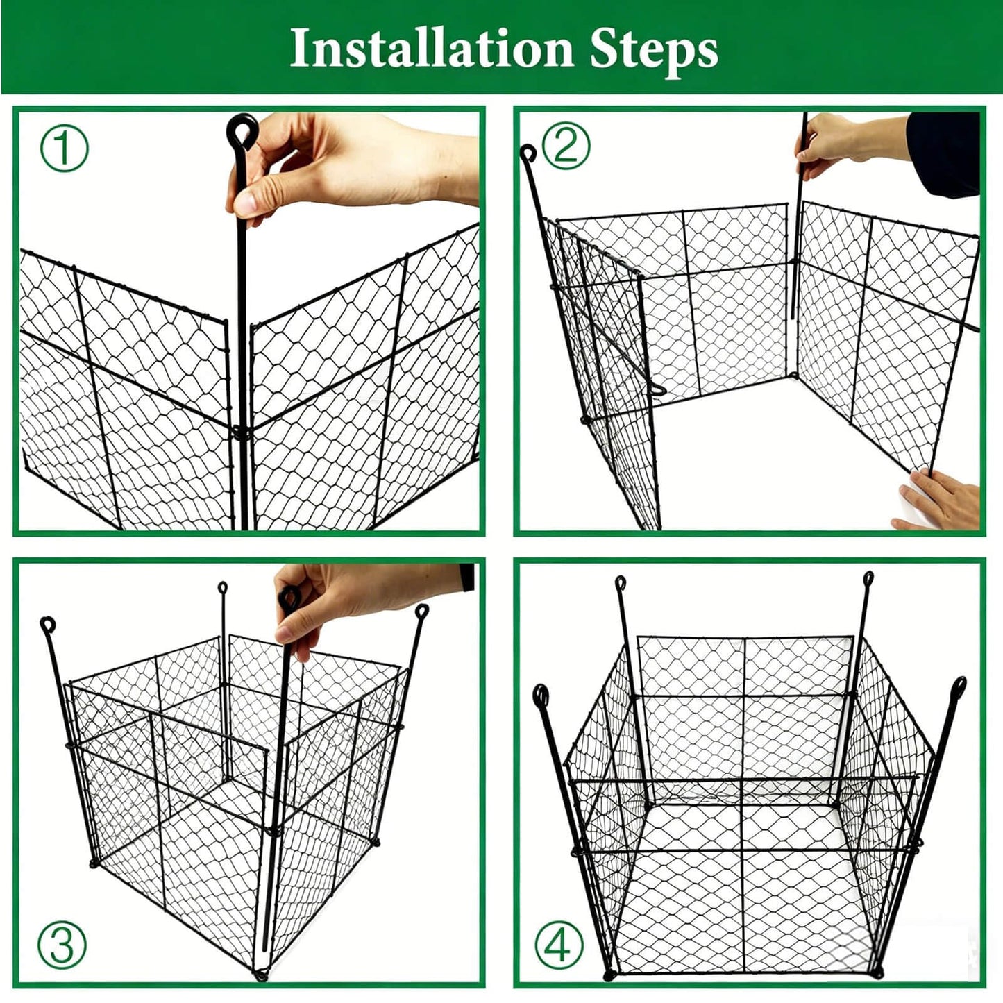 5 Pack Plant Protectors from Animals, 20Pcs 1" Mesh DIY Plant Cages 13.8"x13.8"x12", Metal Garden Animal Barrier with Stakes, Keep Rabbits & Chipmunks Out for Vegetables, Shrubs & New Plants