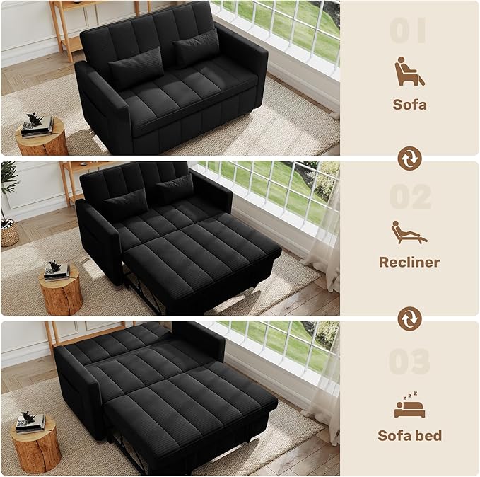 Nebuaegis Sleeper Sofa Bed, 3-in-1 Convertible Pull Out Couch