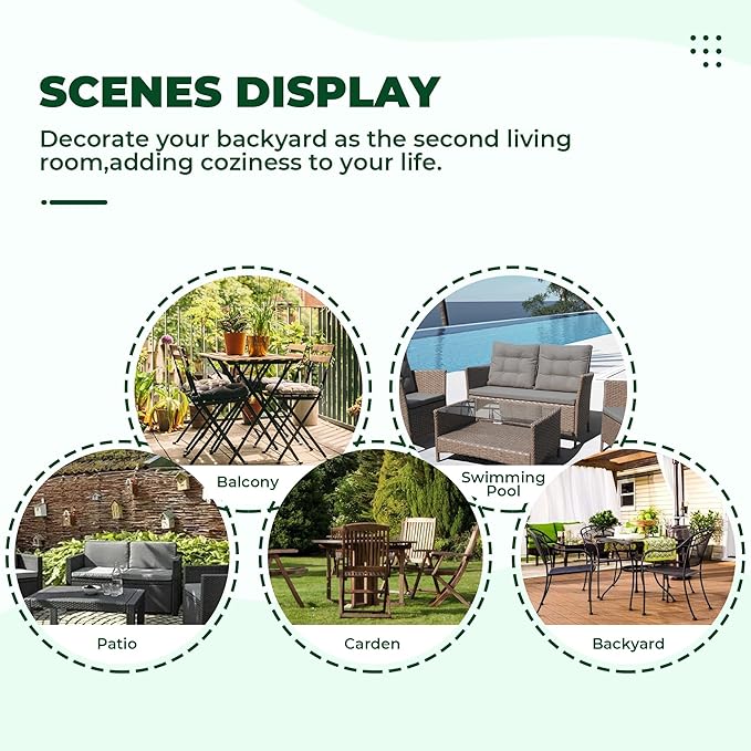 DANGHOOGY Wicker Chair Cushions, Waterproof Outdoor Loveseat Cushions