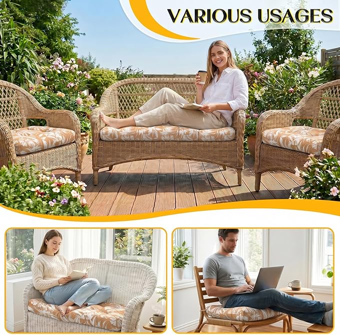 1 MIDDLE ONE Wicker Chair Cushions 3 Pieces Set