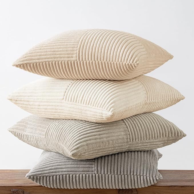 MIULEE Neutral Decorative Throw Pillow Covers 18x18 Inch Set of 4