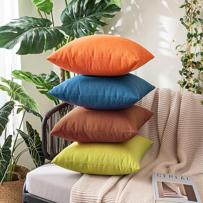 MIULEE Pack of 2 Decorative Outdoor Solid Waterproof Throw Pillow Covers Faux