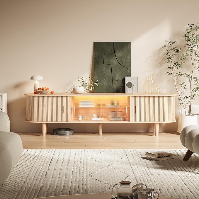70" Fluted TV Stand with LED Lights