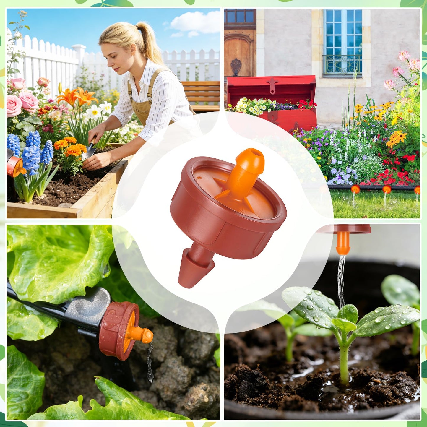 FULAIERGD 200Pcs 3 GPH Pressure Compensating Irrigation Drippers, Watering Spot GPH Dripper Drip Emitters Heads Constant Flow Outlet Heads for 1/4 Inch Irrigation Tubing for Garden Irrigation System