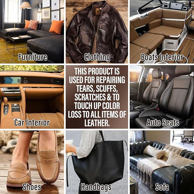 Leather Repair Kit for Furniture, Car Seats and Purse. Vinyl Repair Kit. Super