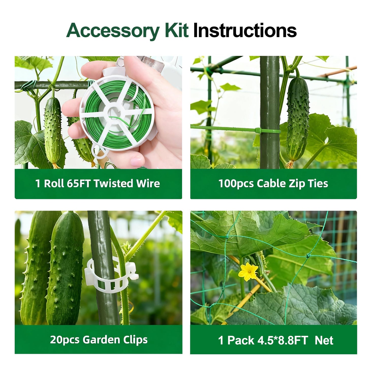 Garden Cucumber Trellis for Climbing Plants, Outdoor Metal Garden Arch Trellis, Plant Support for Vegetables Tomato Trellis Raised Garden Bed (Green, 31.5" Lx21.6 Wx47.2 H-S)