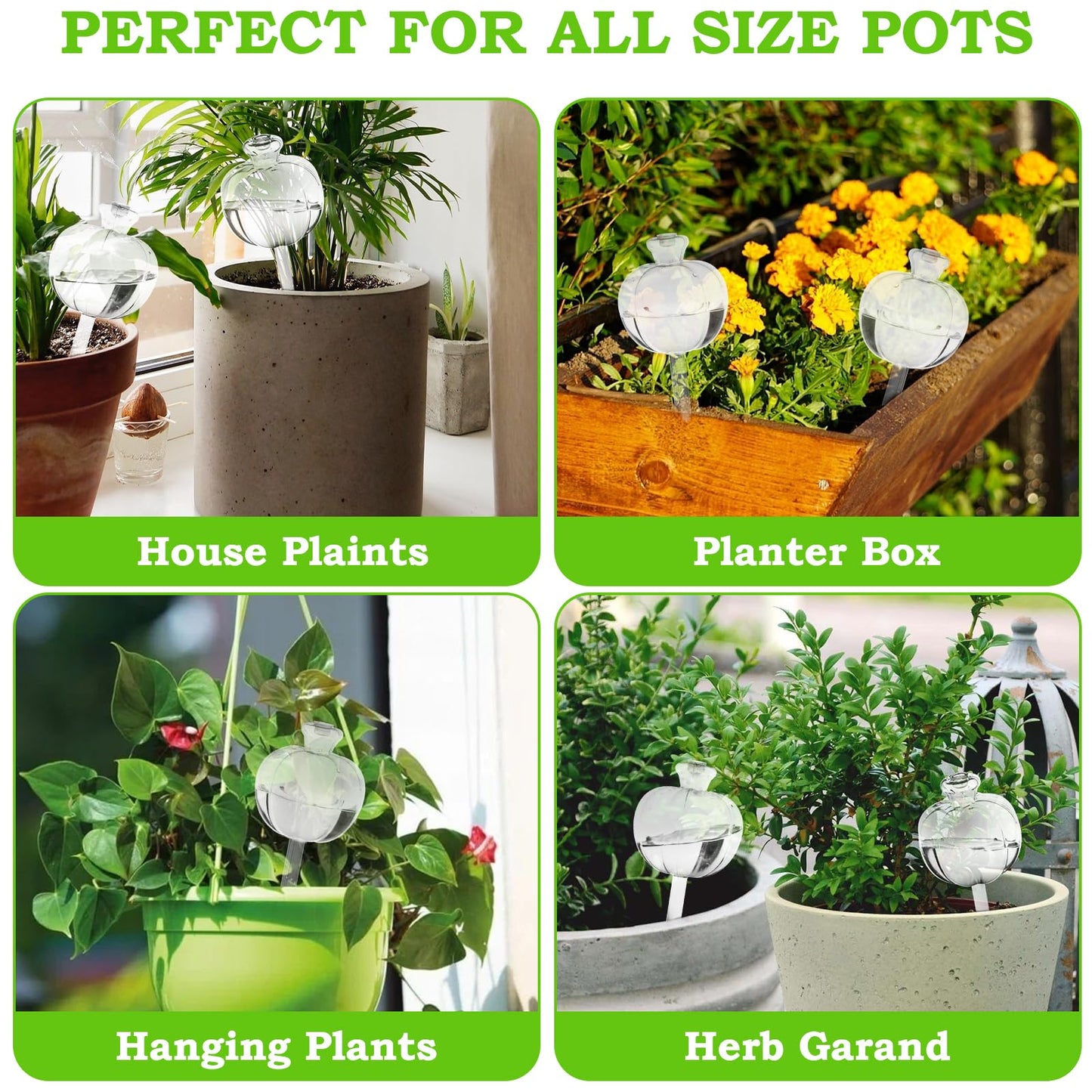 Suyeah 6 Pack Plant Watering Globes Top Fill, Self Watering Planter Spikes Insert, Self Watering Planter Insert Plant Watering Devices Plant Watering Bulbs for Indoor and Outdoor (Pumpkin)