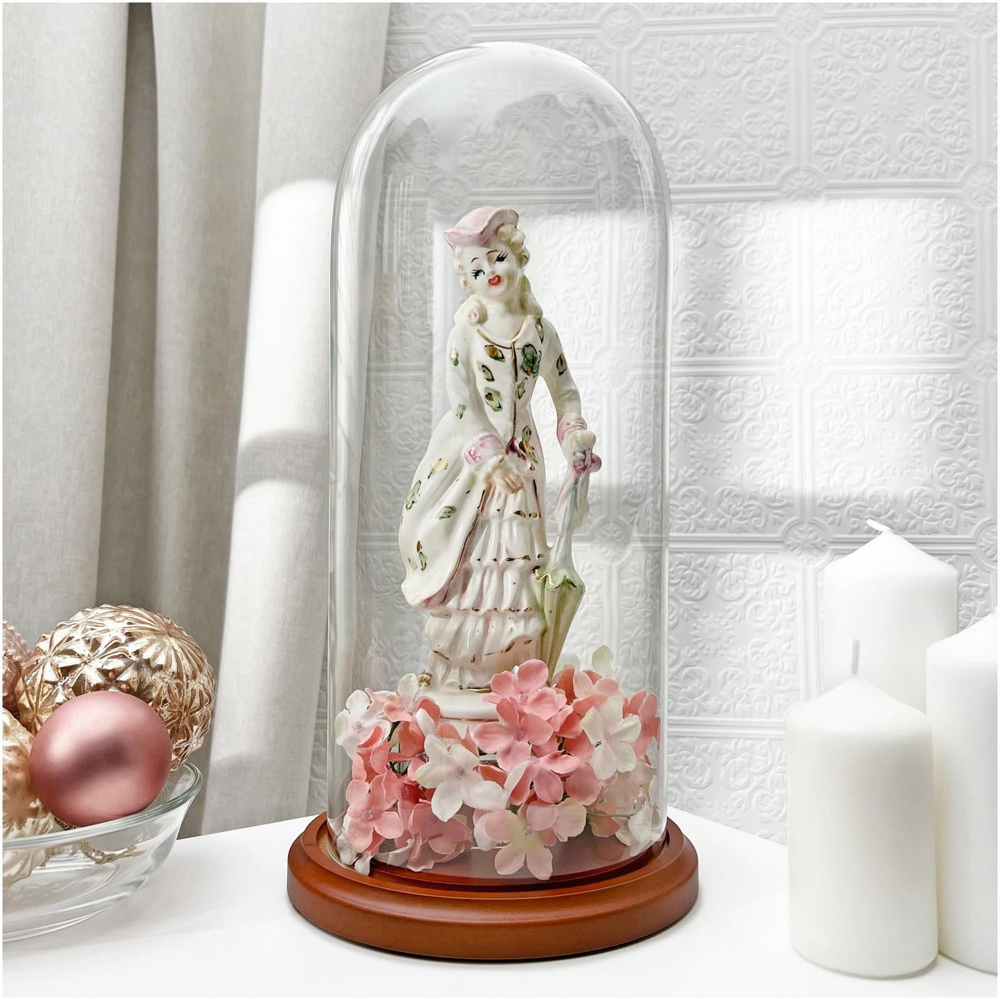 Plymor 5.5" x 13" Glass Display Dome Cloche (Walnut MDF Base)