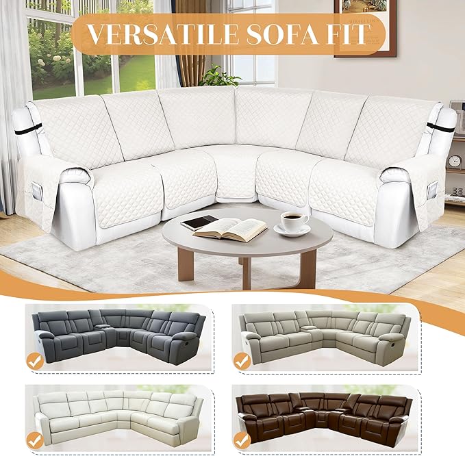 HDCAXKJ 100% Waterproof Reclining Sectional Couch Covers L Shape Recliner Sofa