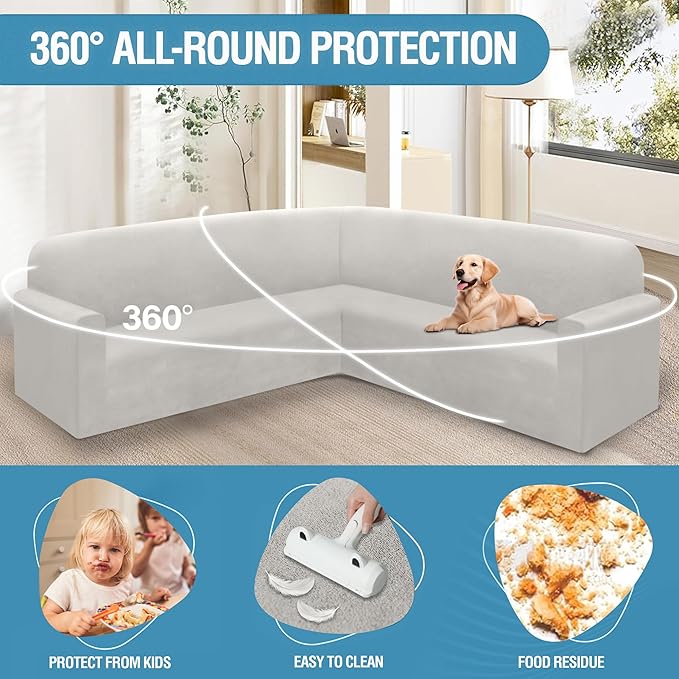 HDCAXKJ Corner Sectional Couch Covers Velvet Stretch L Shape Sofa Cover Soft