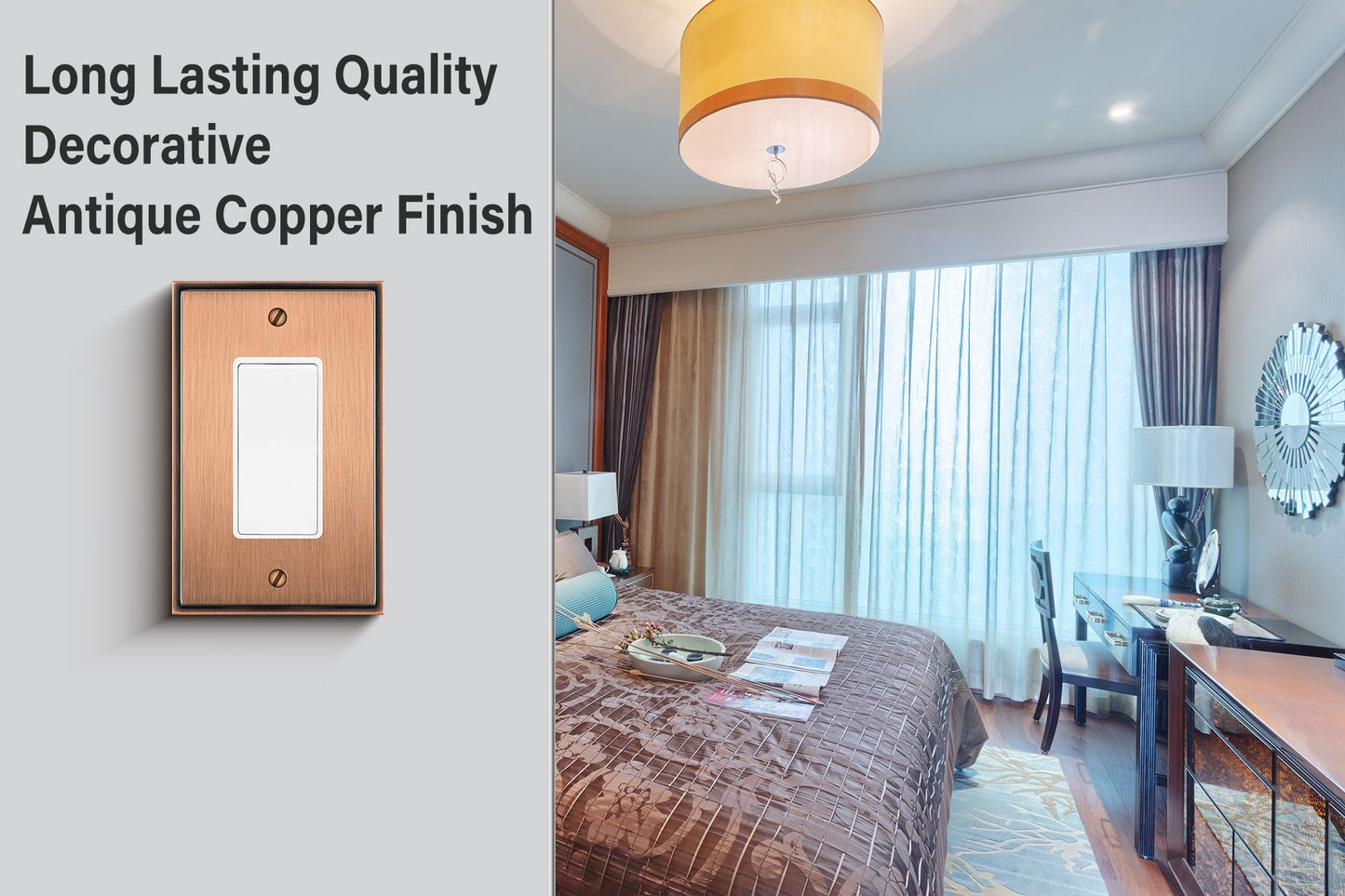 Henne Bery Soft Modern Decorative Wall Plate Switch Plate Outlet Cover (Single Decorator 2PK, Antique Copper)
