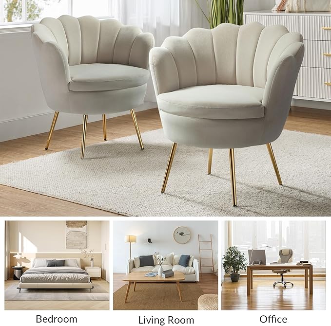 HULALA HOME Modern Velvet Accent Chairs Set of 2