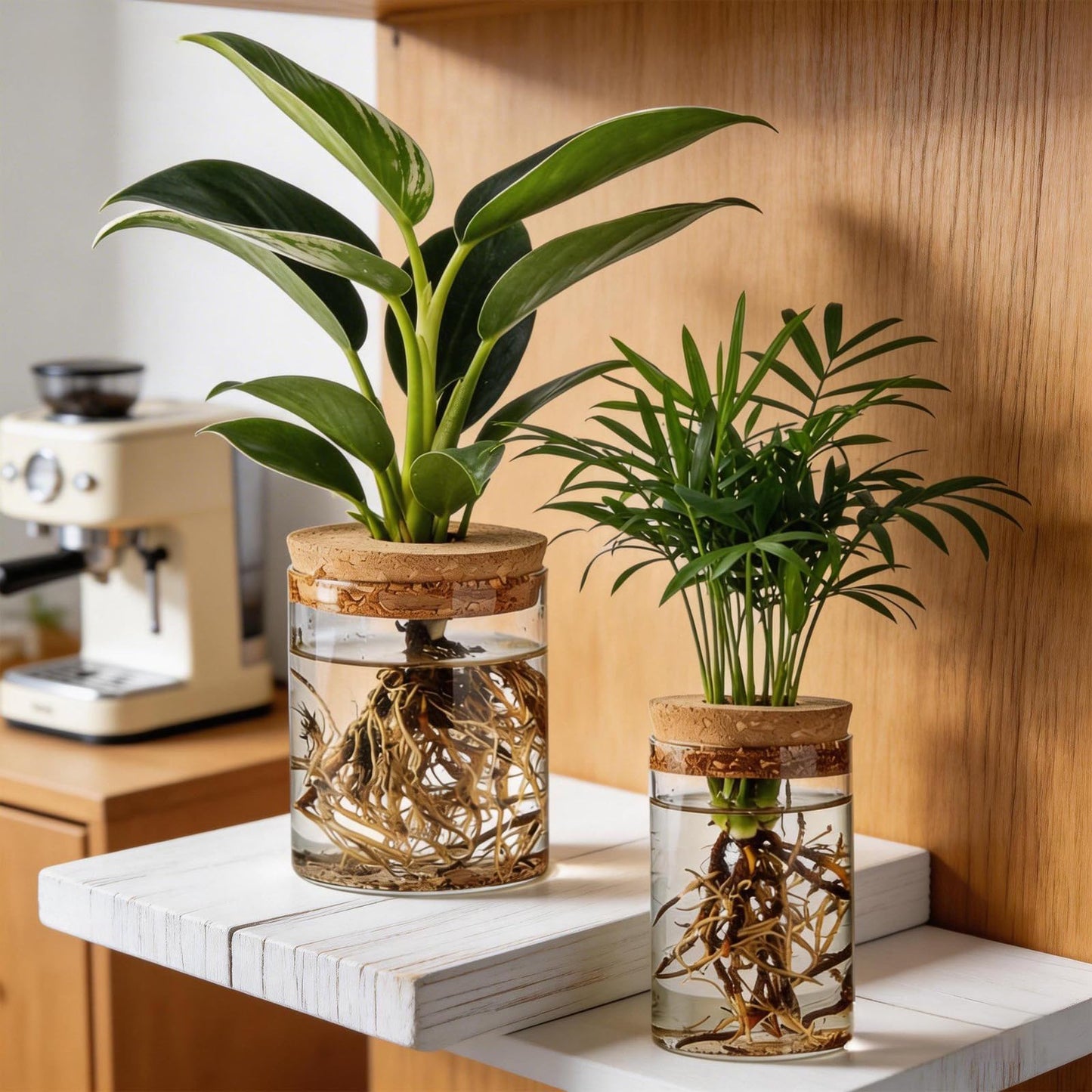 Glass Propagation Stations for Plants, Propagation Flower Vases Set, Hydroponic Glass Container Vase, 2 Large & 2 Small for Desks Houses Garden Decorations Home Kitchen Decorations and Gifts