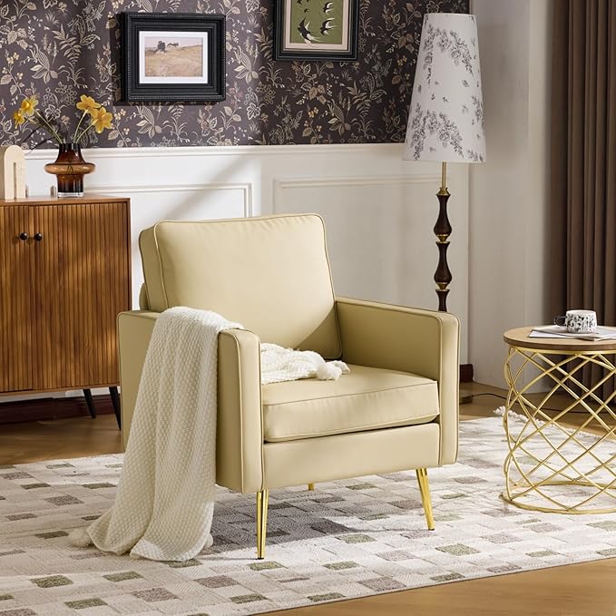 VINGLI Modern PU Leather Accent Chairs Set of 2, Single Sofa Chair