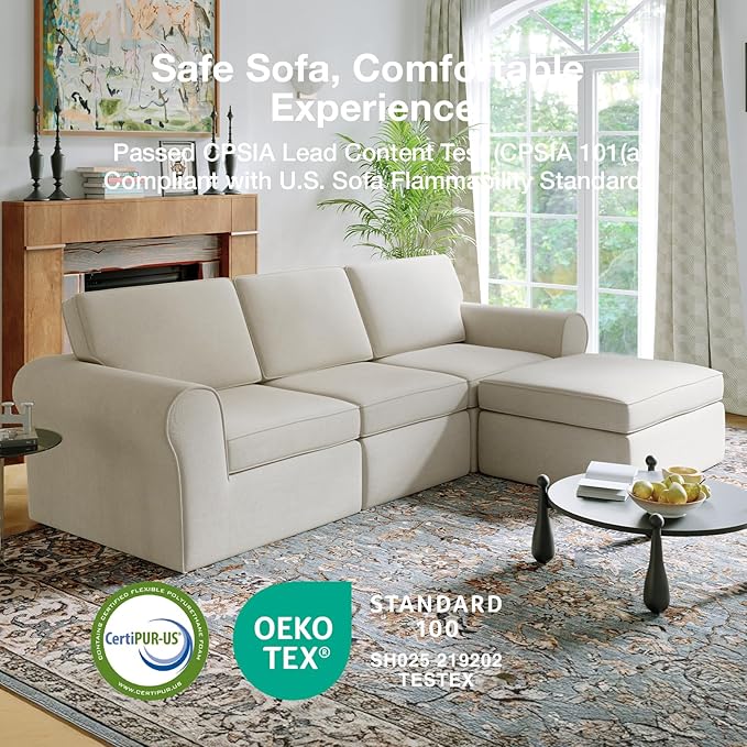 Novilla 138" Modular Sectional Sofa, Modular Sectional Couches