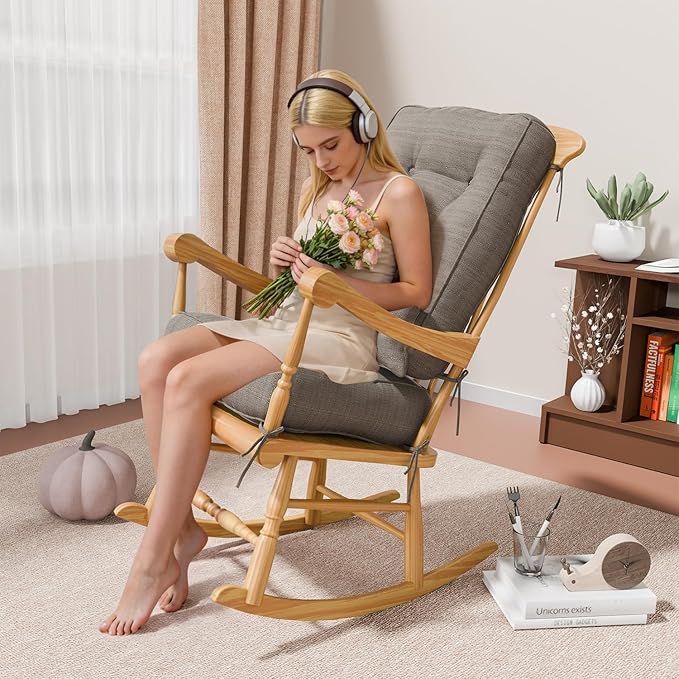 Rocking Chair Cushions with Pillow, Waterproof and Fade-Resistant Thicken