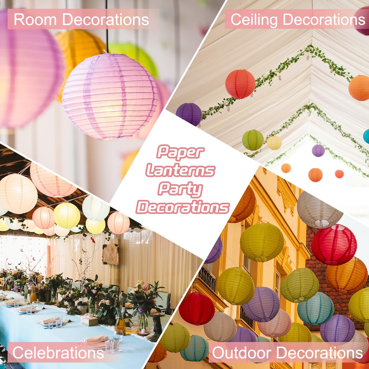 MECCANIXITY 15PCS Paper Lanterns Decorative, 4" 8" 12" Round Hanging Lantern Chinese Lanterns for Home Decor, Birthday, Wedding, Christmas (Green,Deep Green,White,Light Green,Dark Green)