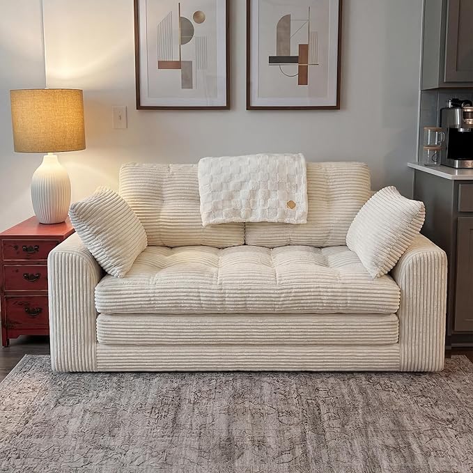 Homkdom Boneless Loveseat, Convertible Folding Sofa Bed, Pull Out Sleeper Sofa