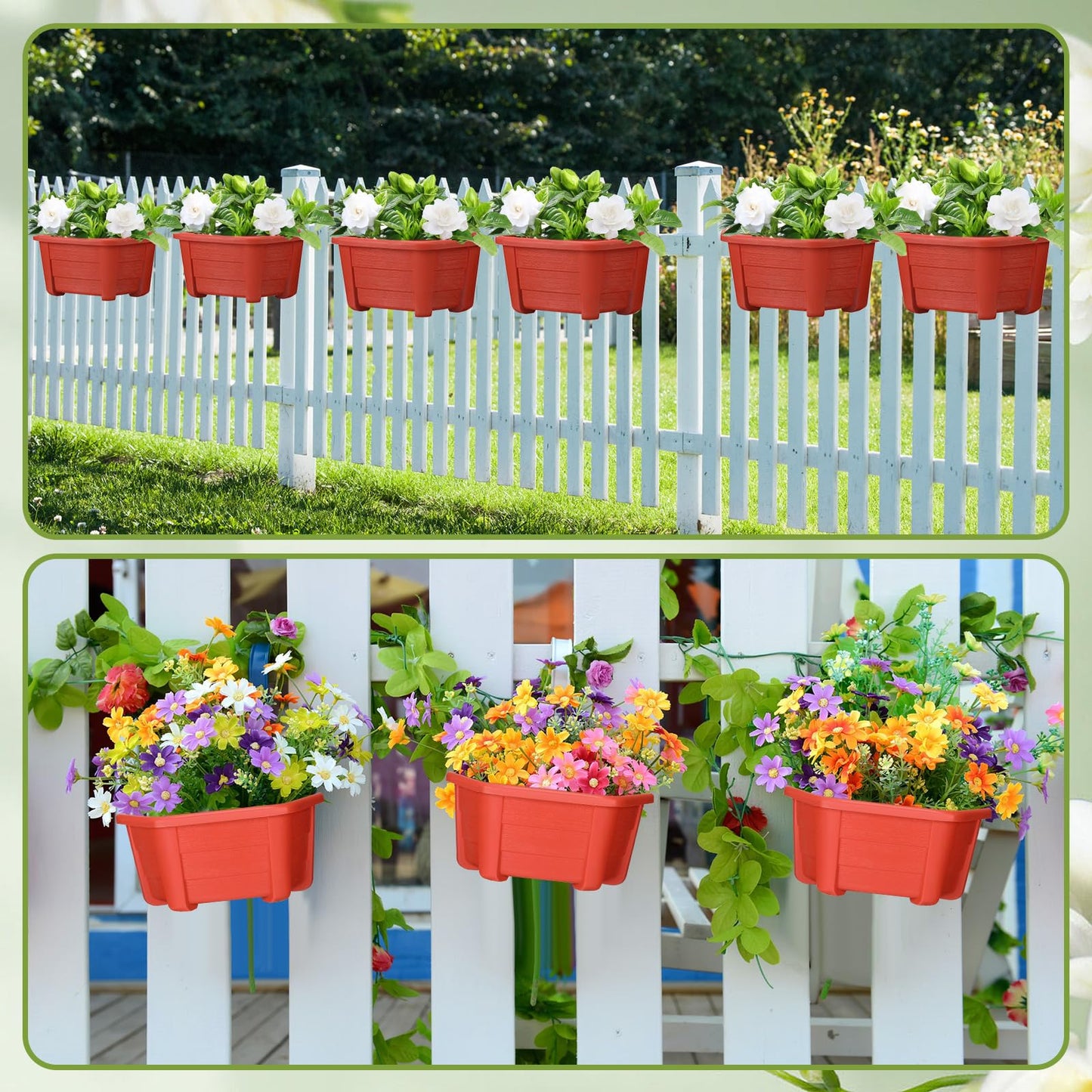 Rtteri 20 Pack Wall Hanging Planters, 9.8 Inch Plastic Flower Pots for Railing Fence, Wall Plant Basket for Balcony Fence Garden Yard Home Indoor Outdoor Decor