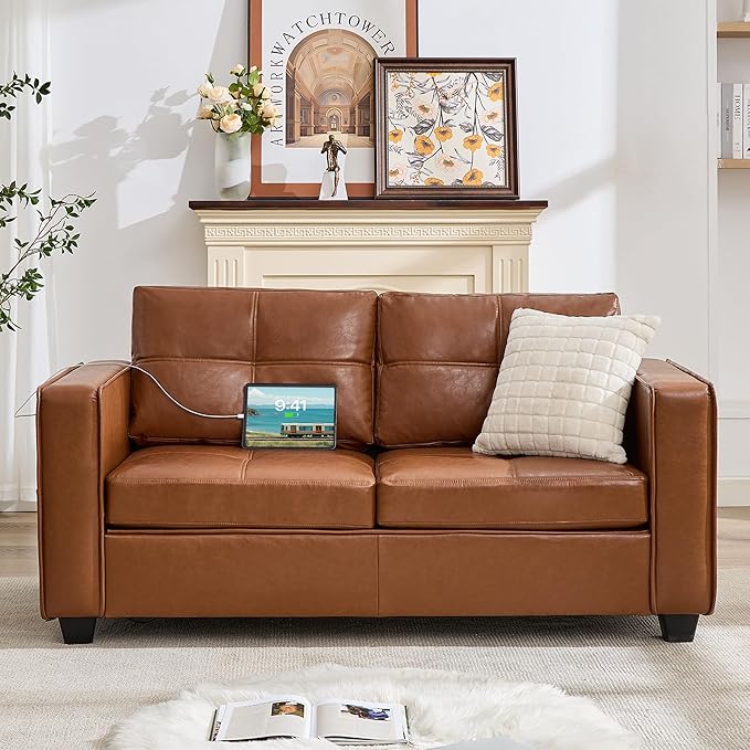 TYBOATLE 65" Faux Leather Love Seat Sofa