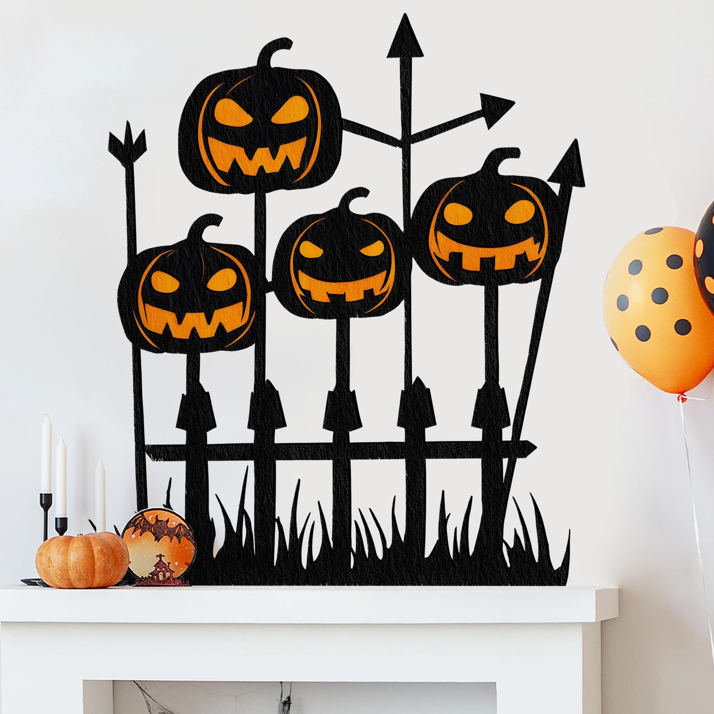 Halloween Wall Decals,Peel and Stick Halloween Theme Decor Stickers,Removable Vinyl Spooky Scary Face Wall Sticker for Holiday Party Decor. (Pumpkin Jack-o-Lantern Wall Decal)